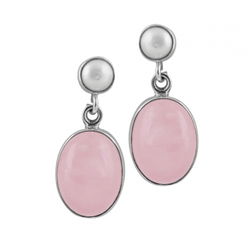 Top selling freshwater pearl and rose quartz drop earrings 